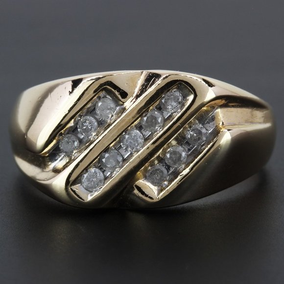 10k Yellow Gold Mens Diamond Ring